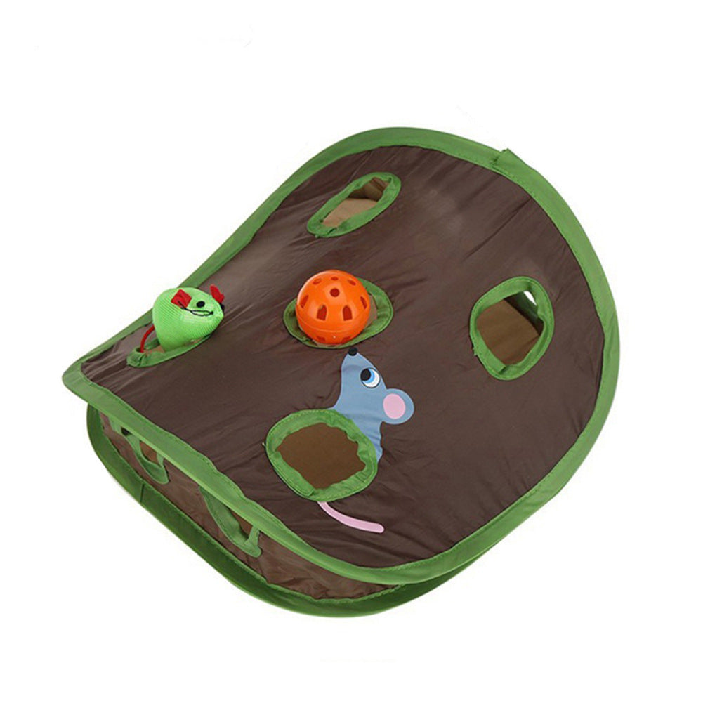 Cute Pet Cat Interactive Hide Seek Game 9 Holes Tunnel Mouse Hunt