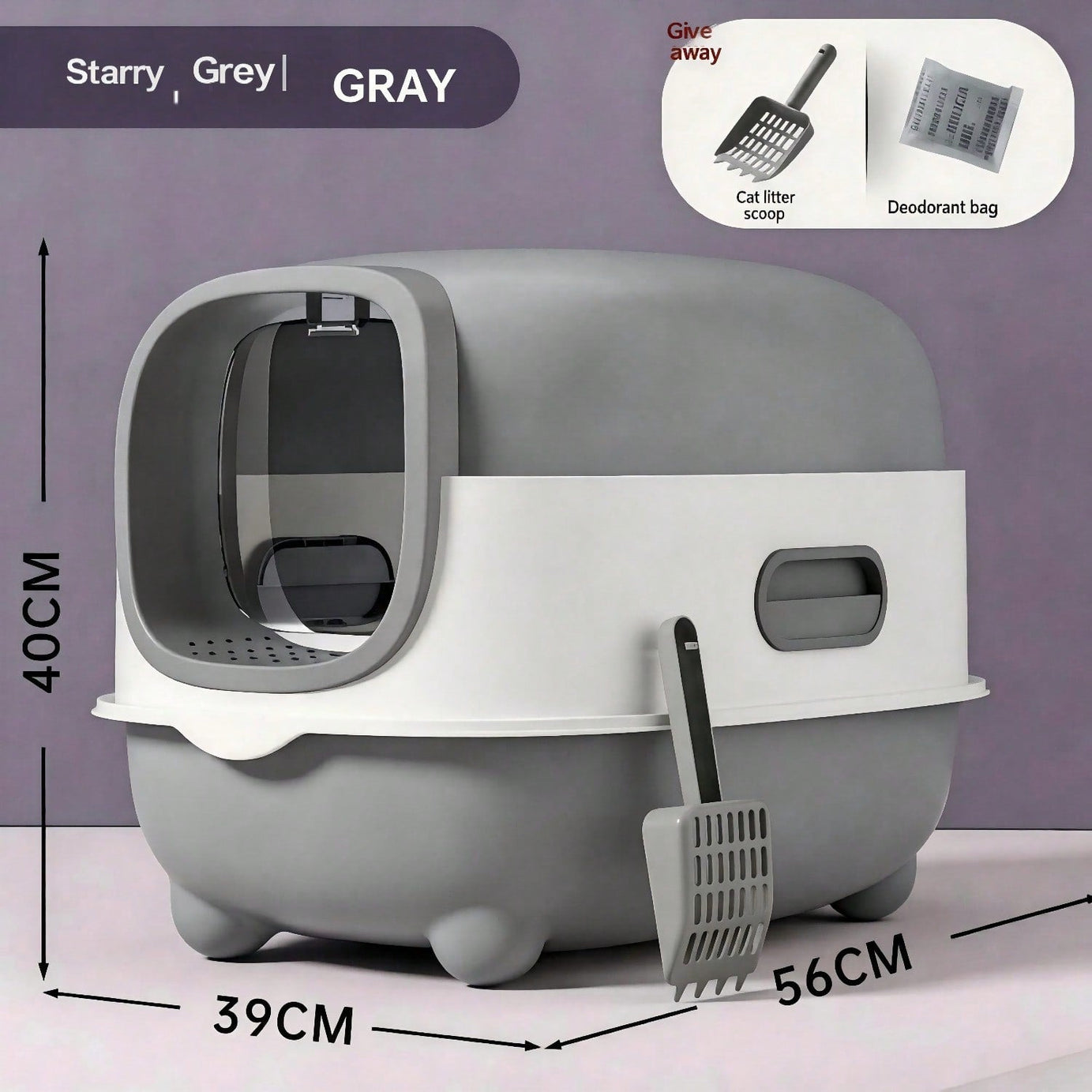 Fully Enclosed Cat Litter Box With Uv Sterilization Odor Control