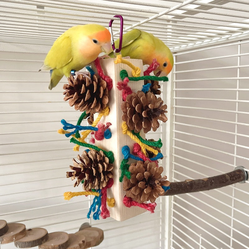 Solid Wood Parrot Toy Bird Stand Tearing Damage Relieving Stuffy