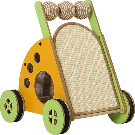 Pet Stroller With A Scratching Post Toy To Keep Your Cat Entertained