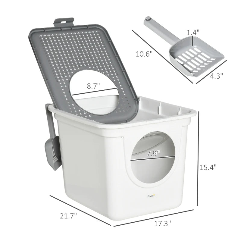 Covered Cat Litter Box Easy Cleaning Kitty With Front Entrance Top