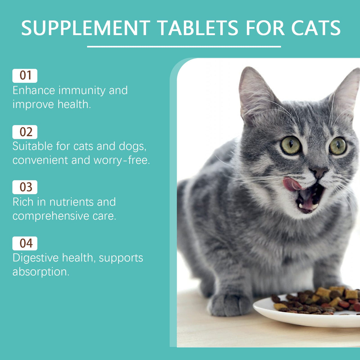 Cat Probiotic Supplement Tablets Gut Digestive Health Support