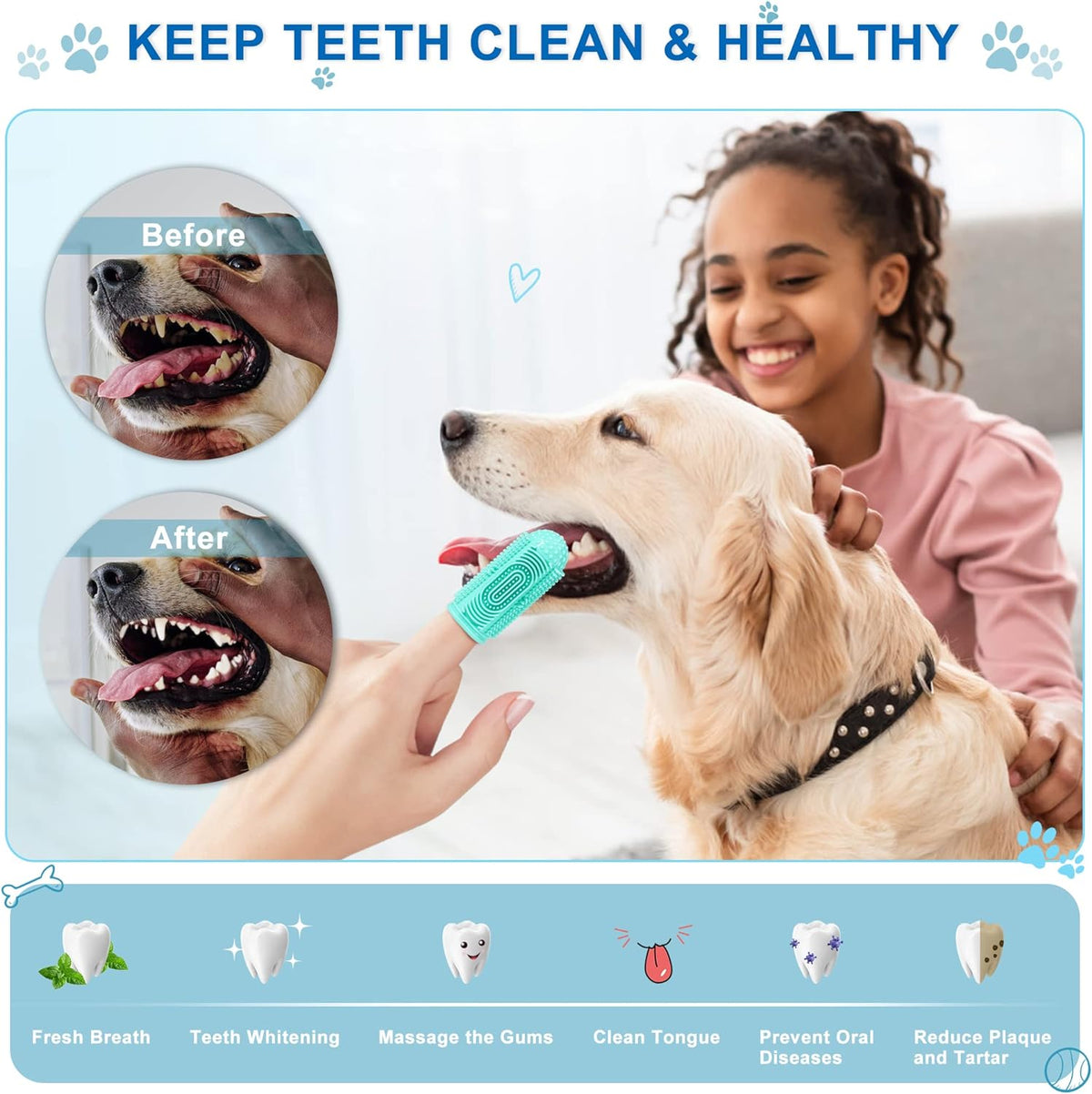 Dog Toothbrush Tooth Brushing Kit Finger For Teeth Cleaning Dental