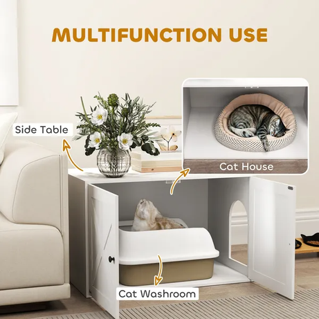 Cat Litter Box Enclosure With Barn Door Hole