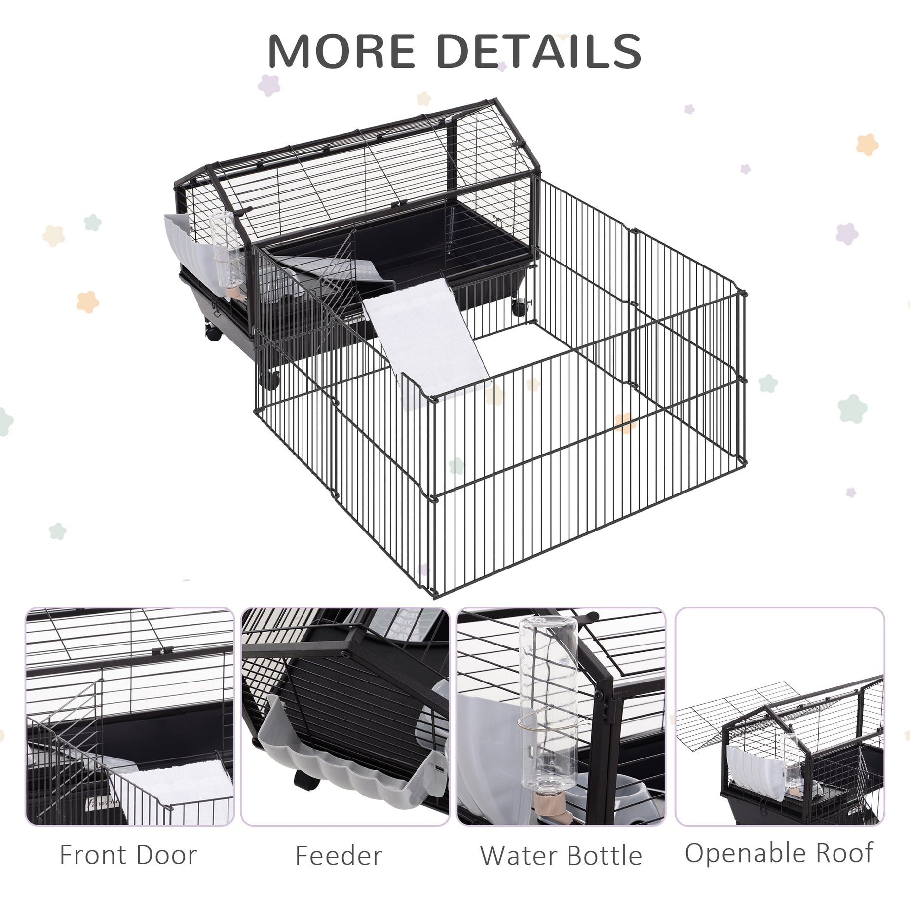 Rolling Metal Rabbit Guinea Pig Or Small Animal Hutch Cage