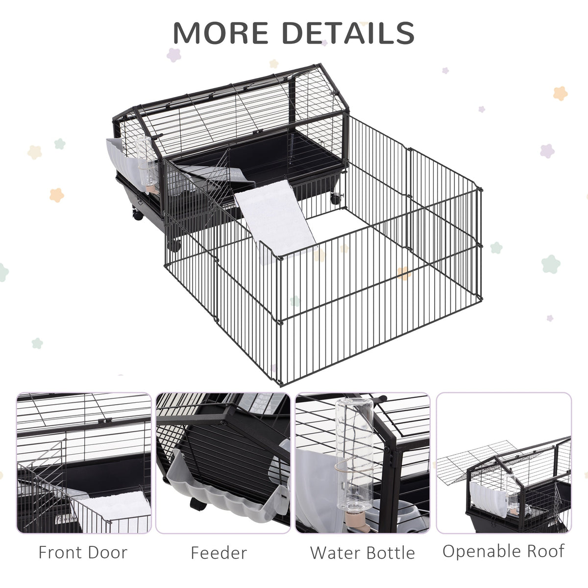 Rolling Metal Rabbit Guinea Pig Or Small Animal Hutch Cage