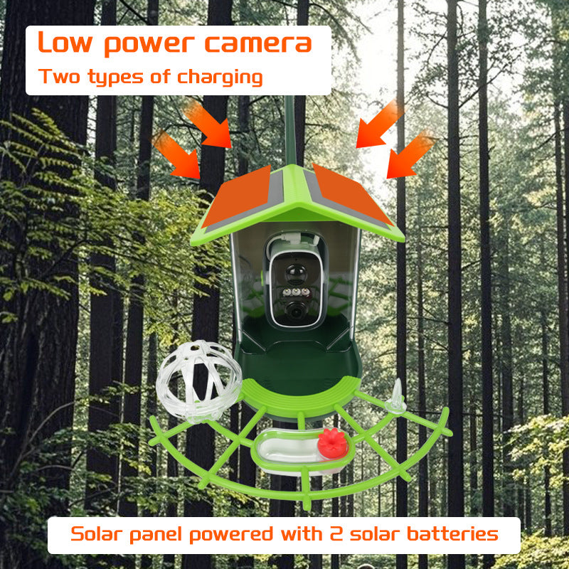 Smart Recognition Birdwatching Feeder With Camera And Solar Power