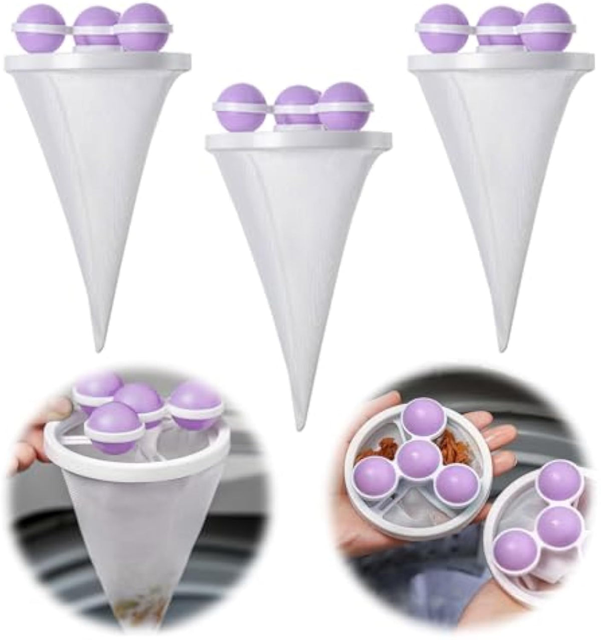 3pcs Floating Hair Filtering Mesh Removal Pet Lint Removers