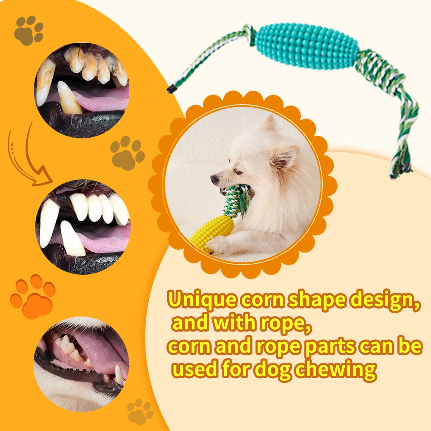 Puppy Toothbrush Clean Teeth Interactive Corn Toys Dog Aggressive