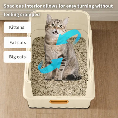 Simple Drawer Style White Cat Litter Box Humanized Design Does Not