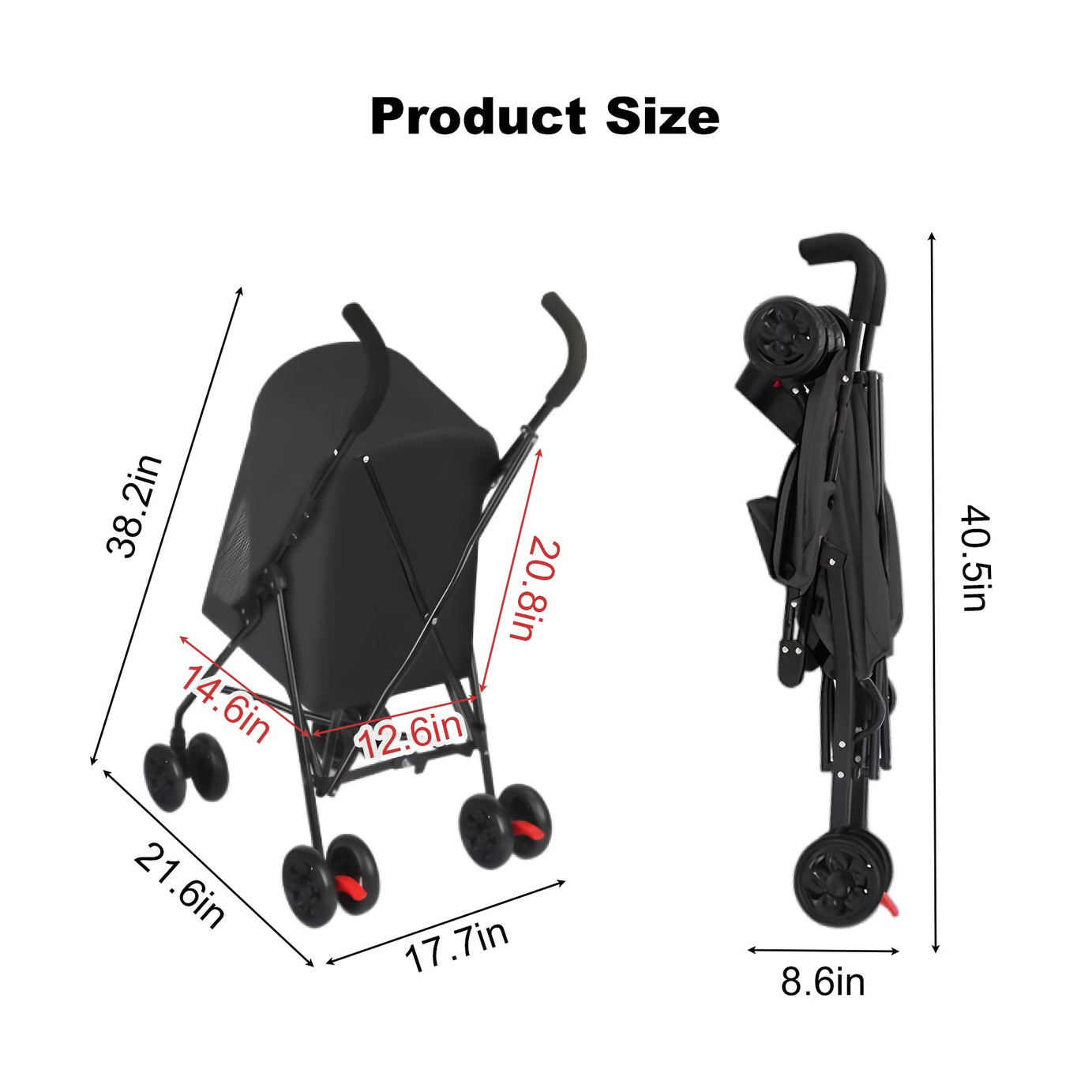 Pet Stroller For Small Dogs Cats With Mesh Ventilation Lightweight