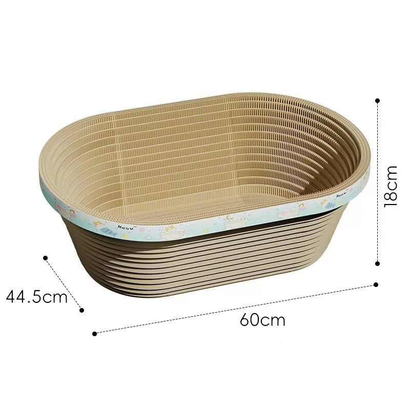 Oval-shaped Cat Scratching Post With A Deep Corrugated Paper Basin