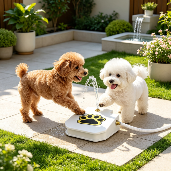 Dog Water Fountain Outdoor No Electricity Step-on Activated Pet