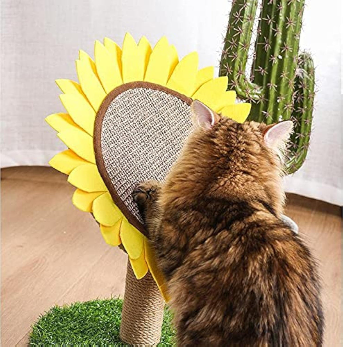 Sisal-covered Cat Claw Scratcher Pole With Sunflower Scratching