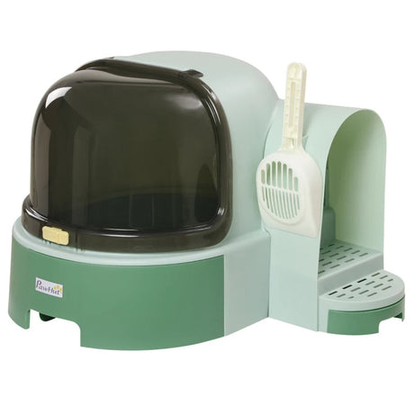 Cat Litter Box Easy To Clean Open With Scoop Green