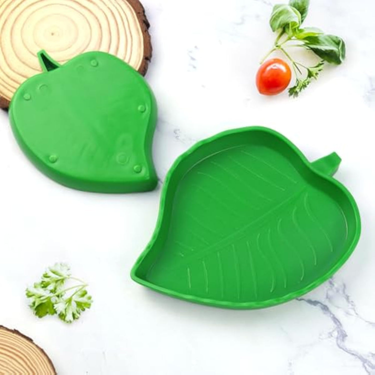 2 Pcs Leaf Reptile Food Water Bowl Plate Dish For Tortoise Lizards