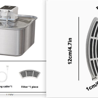 Wireless Cat Water Fountain Stainless Steel Rechargeable