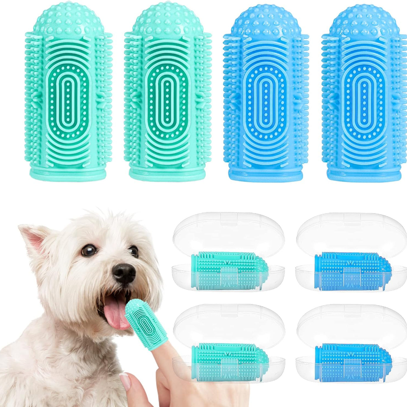 Dog Toothbrush Tooth Brushing Kit Finger For Teeth Cleaning Dental