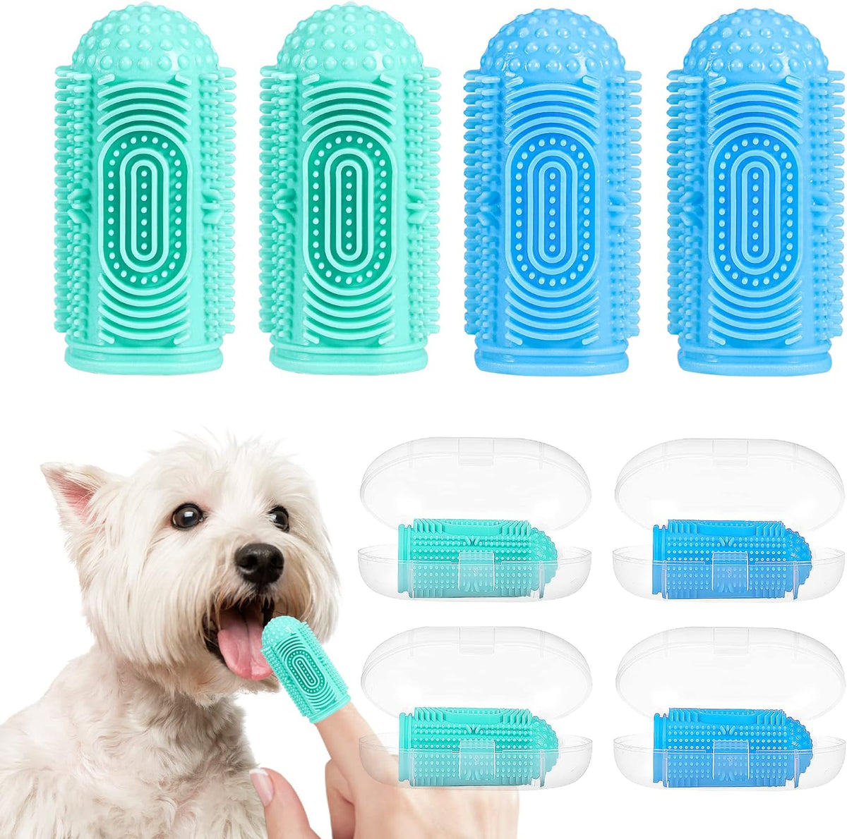 Dog Toothbrush Tooth Brushing Kit Finger For Teeth Cleaning Dental