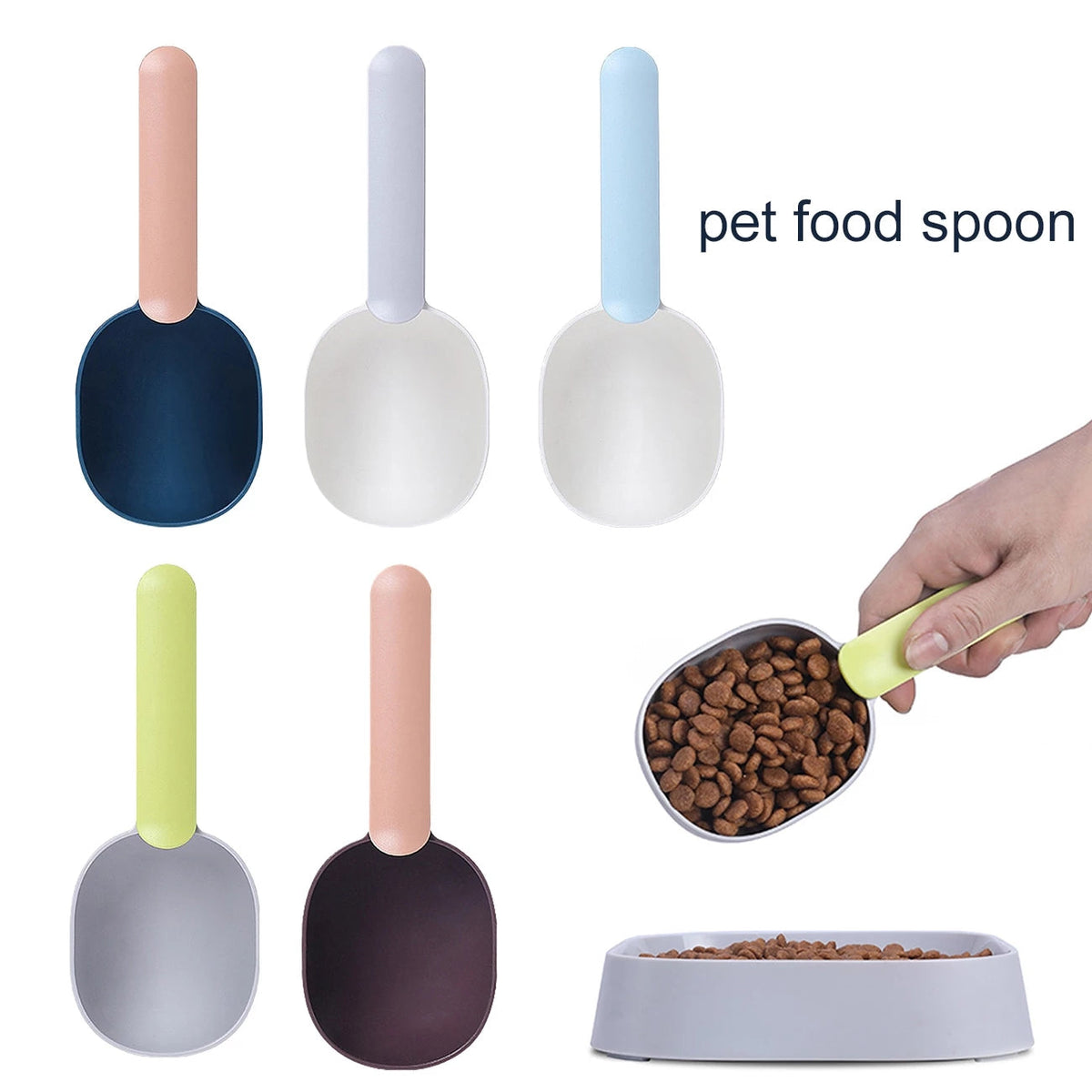 Pet Food Scoop With Ergonomic Bag Clip Handle For Cats Puppies