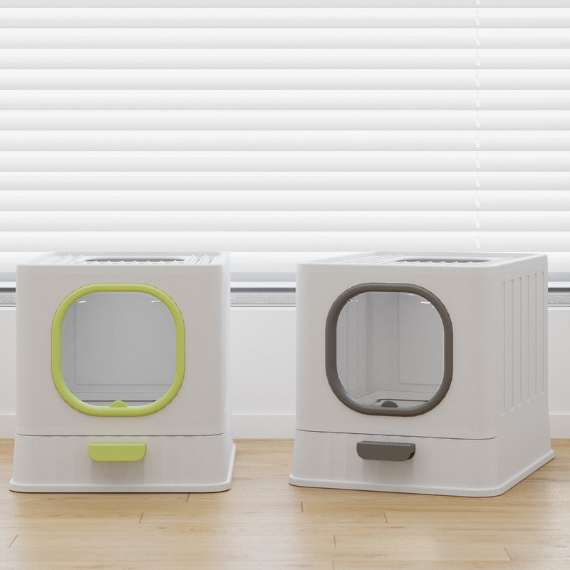 Fully Enclosed Litter Box Large Plastic Folding Deodorant
