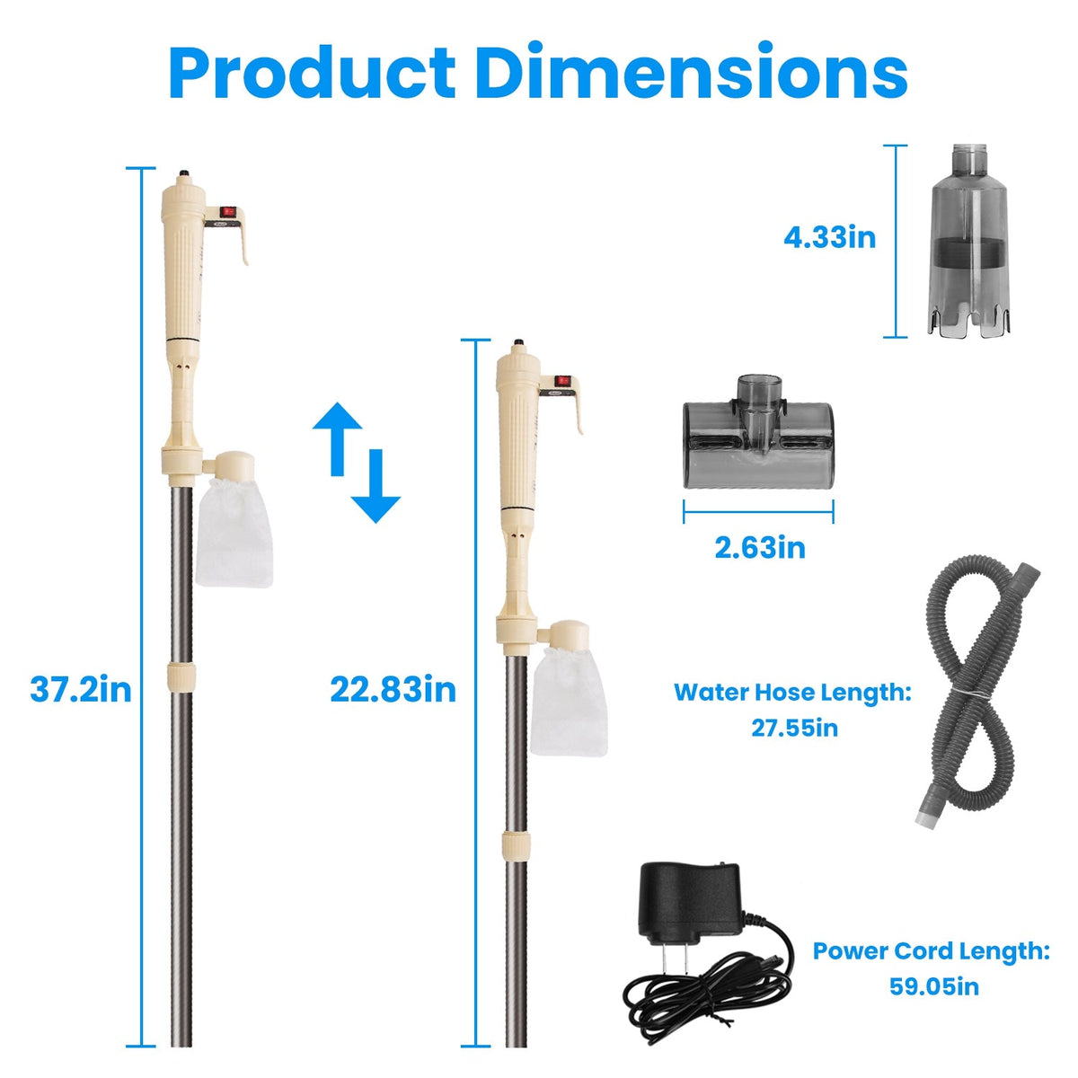 1 Set Multifunctional Electric Aquarium Gravel Cleaner Kit Length