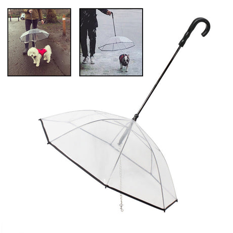 Dog's Transparent Umbrella With Traction Chain Removable Pet