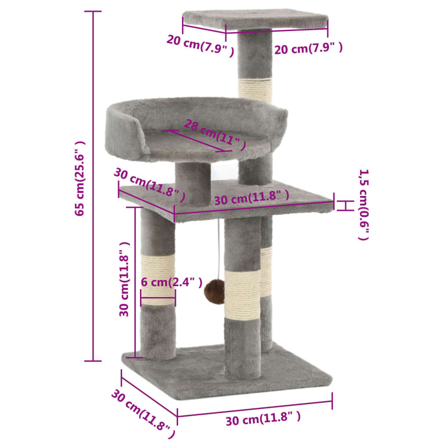 Cat Scratching Post With Sisal Columns 65 Cm