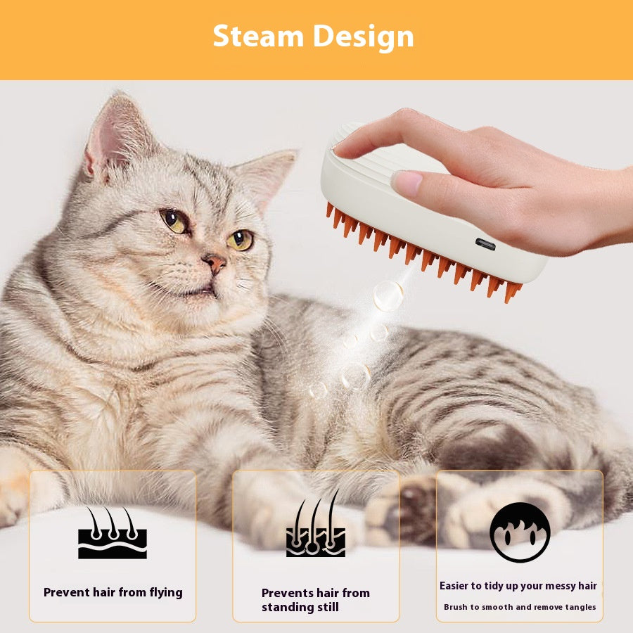 USB Rechargeable Pets Steam Brush Spray Massage Comb Pet Grooming