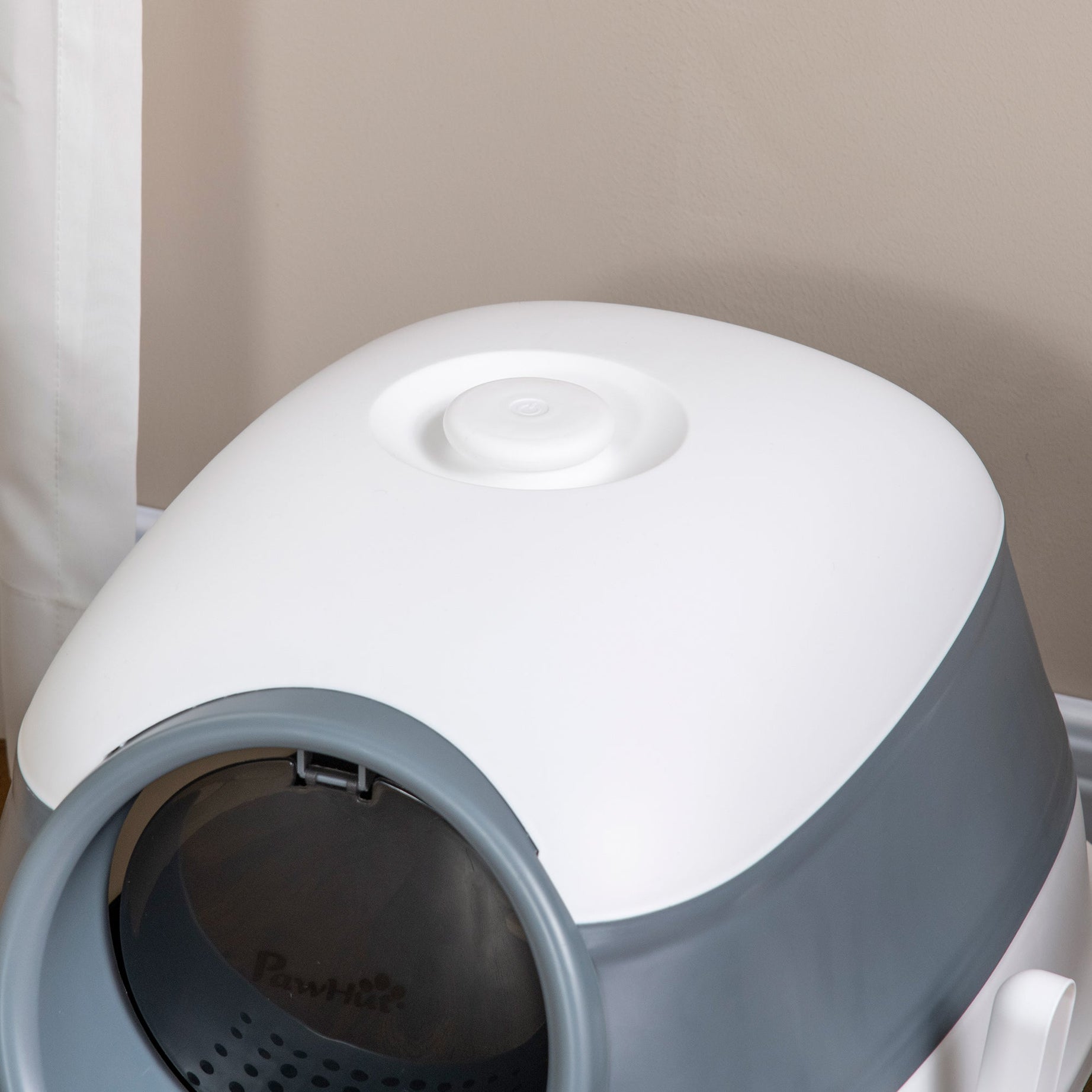 Dome Covered Cat Litter Box With Lid White And Gray