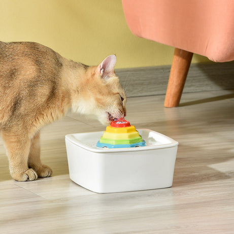 Colorful Red Pagoda Ceramic Water Dispenser Pet Fountain Cat And Dog