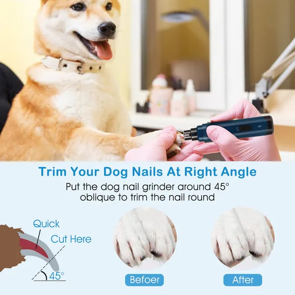 Dog Nail Grinder 2 Speeds Quiet USB Rechargeable Pet Professional
