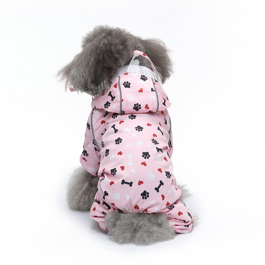 Pet Sound Dog Raincoat Four-legged Reflective Pattern Four Seasons