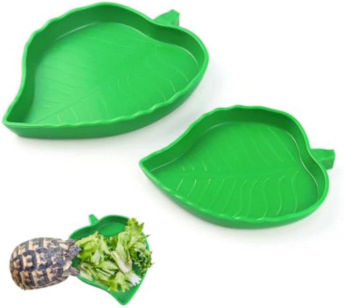 2 Pcs Leaf Reptile Food Water Bowl Plate Dish For Tortoise Lizards