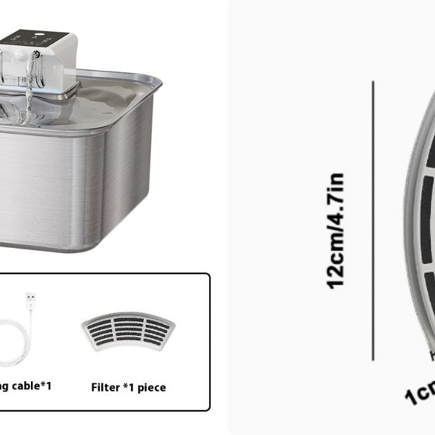 Wireless Cat Water Fountain Stainless Steel Rechargeable