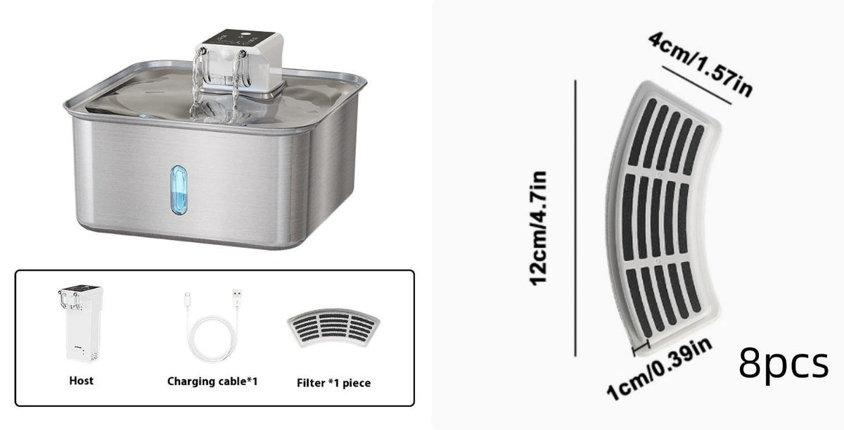 Wireless Cat Water Fountain Stainless Steel Rechargeable