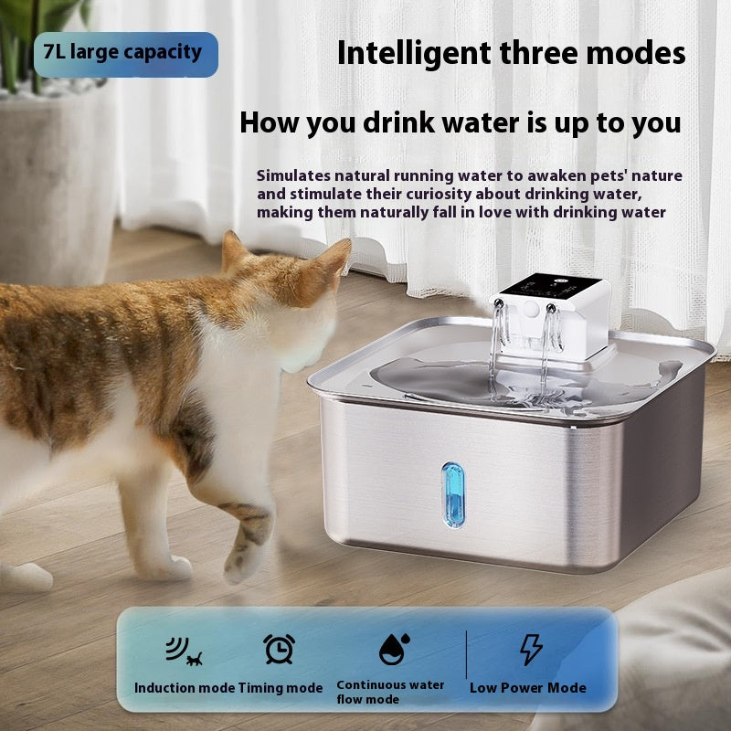 Wireless Cat Water Fountain Stainless Steel Rechargeable