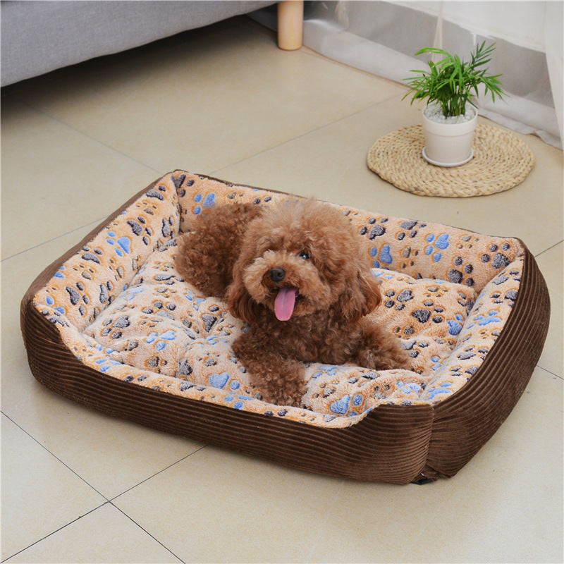Pet Dog Beds Mats Soft Plush Warm Sofa Kennel Sleep Basket