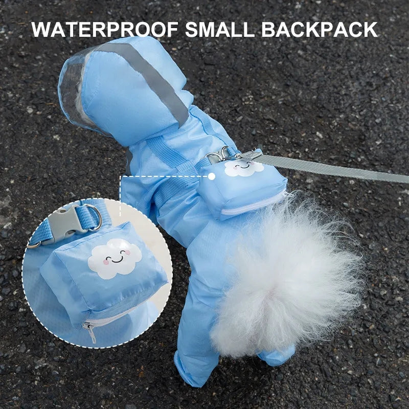Pet Puppy Dog Raincoat Rain Jacket Coverage 4 Legs Full Body
