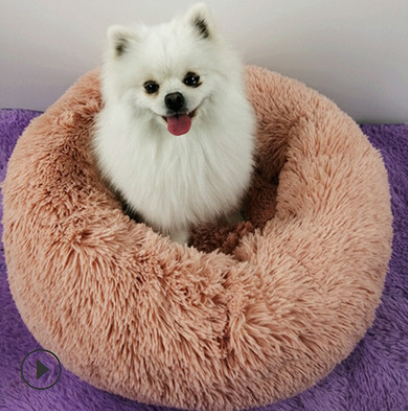 Dog Beds For Small Dogs Round Plush Cat Litter Kennel Pet Nest Mat (Navy Blue & Tiedye Sky Blue)