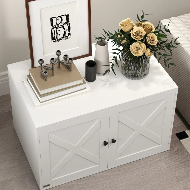 Pawhut Cat Litter Box Enclosure With Barn Door Hole White