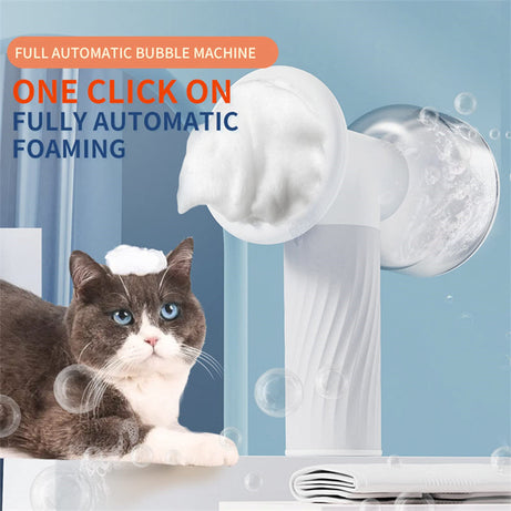 Automatic Foaming Dog Cat Bath Brush Shampoo With Soap Dispenser