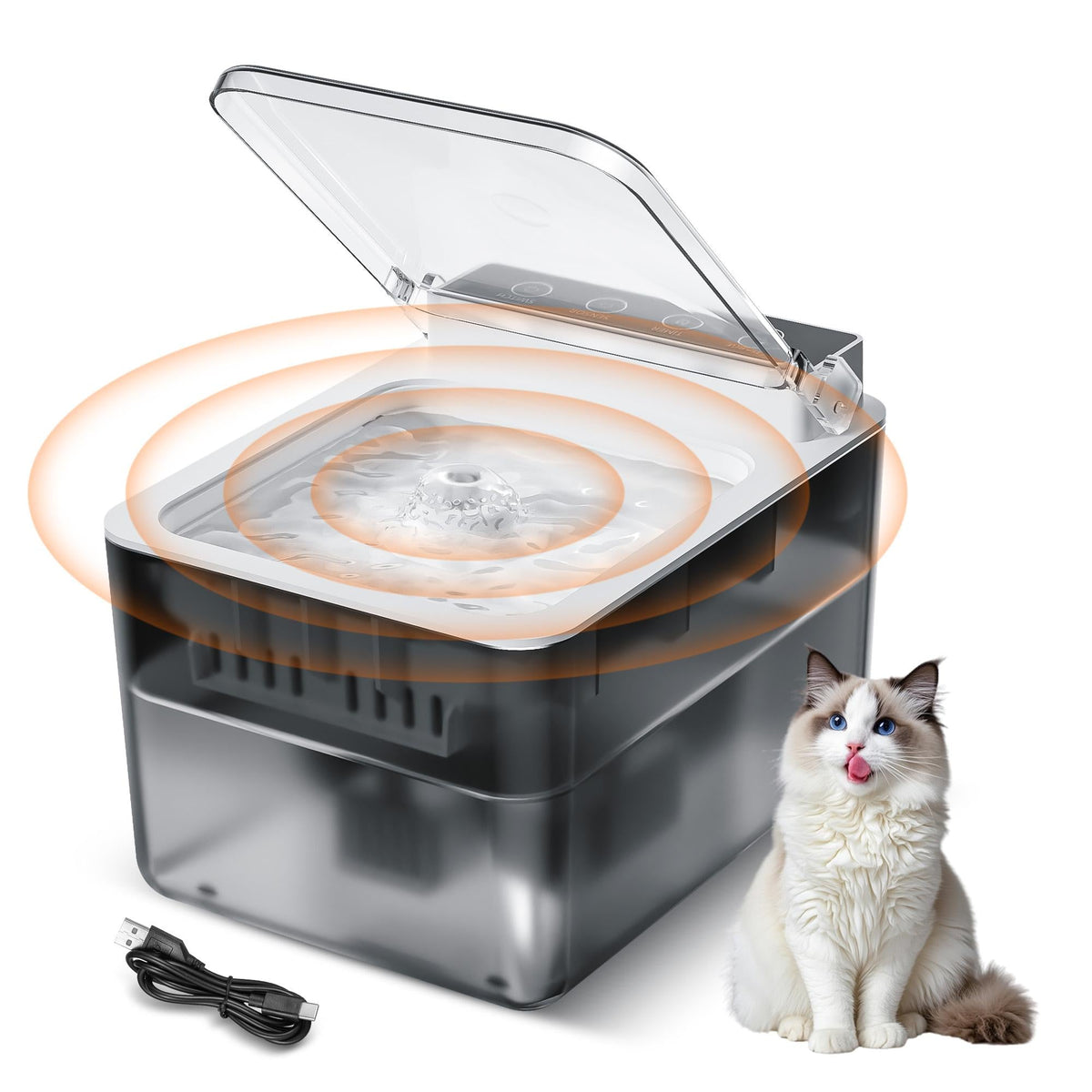 Wired Automatic Pet Fountain Dog Water Dispenser Sensing Function