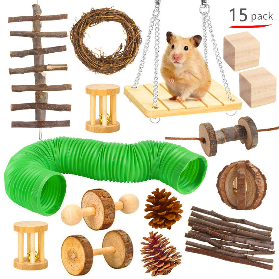 Pet Rabbit Guinea Pig Parrot Playing Molar Wooden Supplies