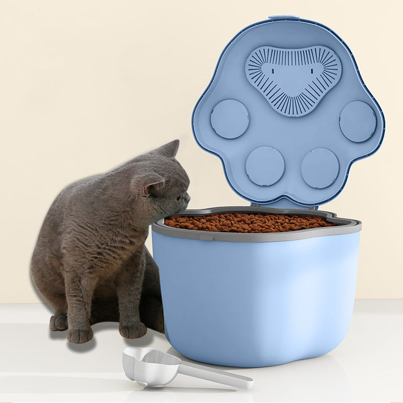 Dog Food Storage Container Claw Pet Grain Bucket With Cute Lid