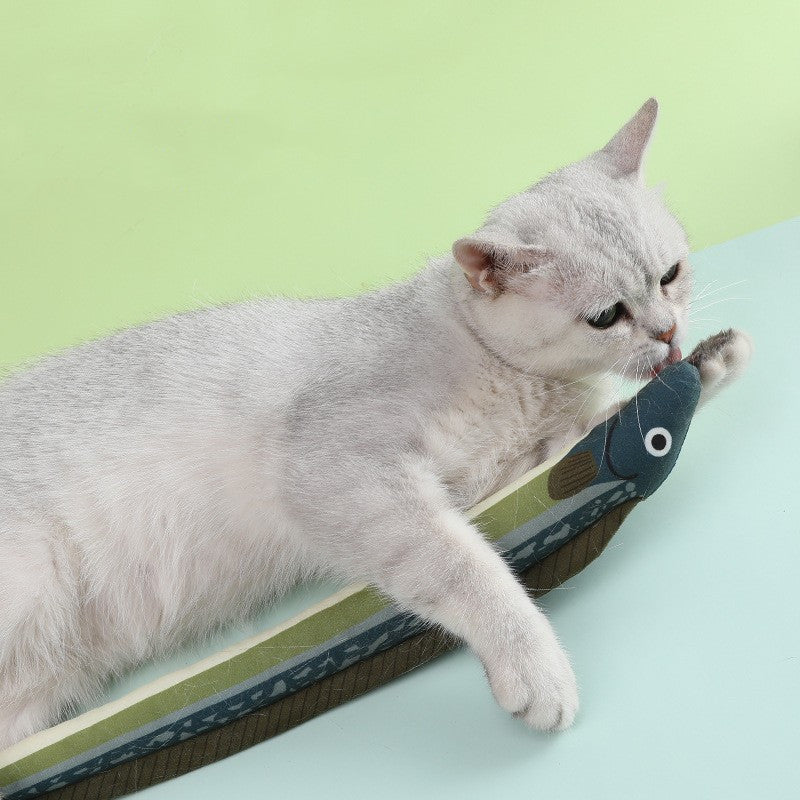 New Cat Toys Canvas Simulation Mint Fish Tease Stick Molars Pet