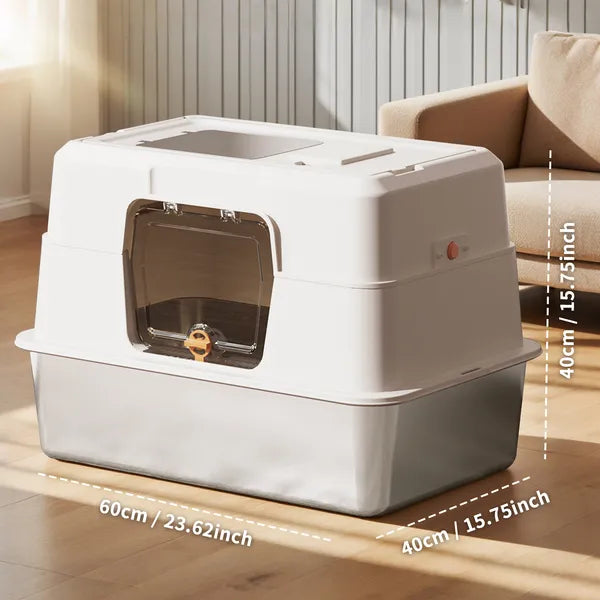 2025 Must-buy Fully Enclosed Stainless Steel Cat Litter Box