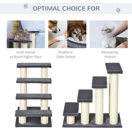 Pawhut Cat Tree With 4 Steps For High Beds Couch Cute Stair Shaped