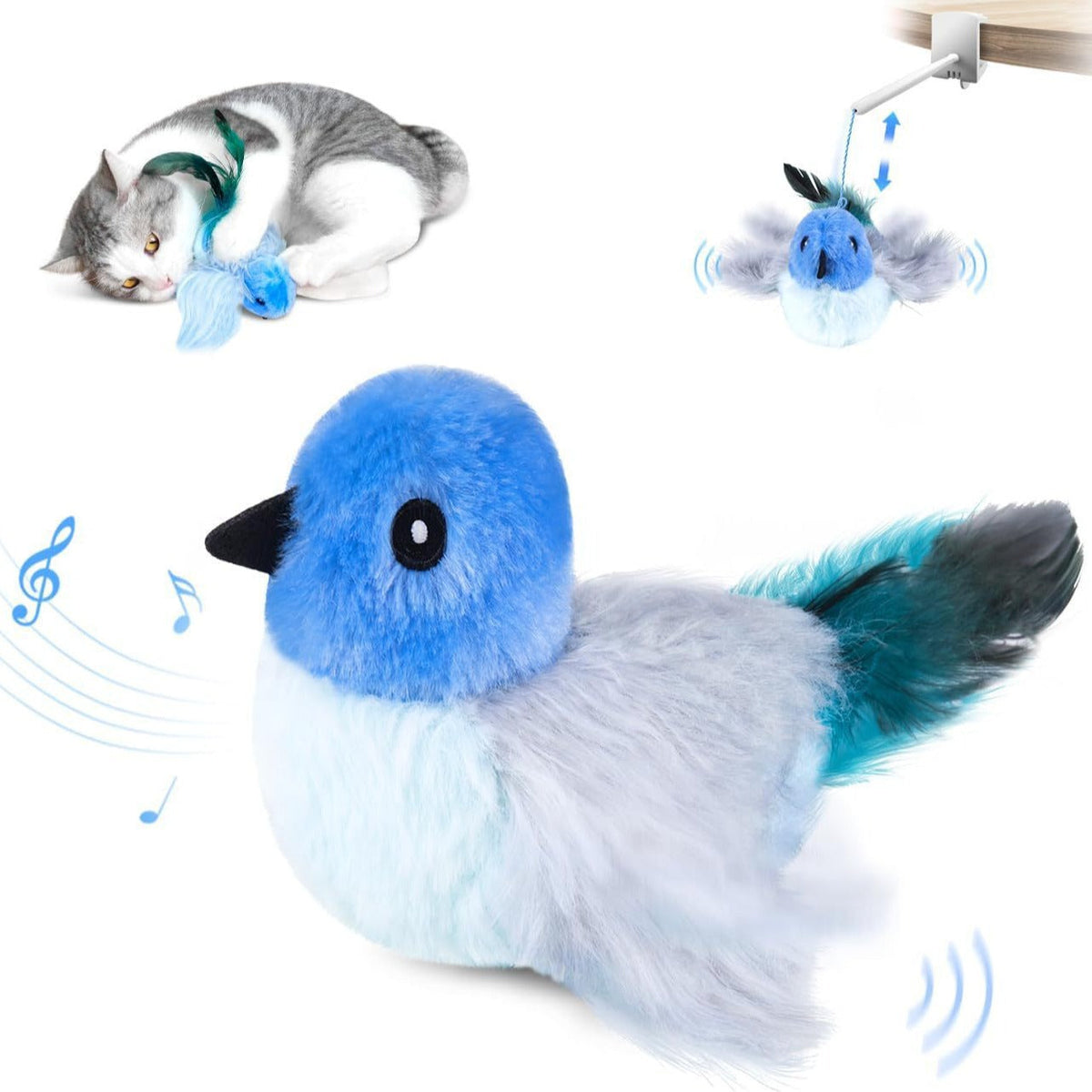 Interactive Cat Plush Toys For Indoor Cats Automatic Flapping Bird