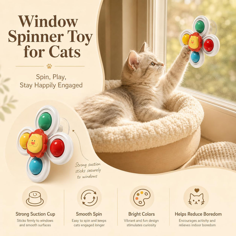3pcs Suction Cup Cat Toy Window Perch Companion Interactive Play